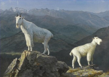 羊飼い Painting - マウンテン ヤギ アメリカのアルバート ビアシュタットの動物